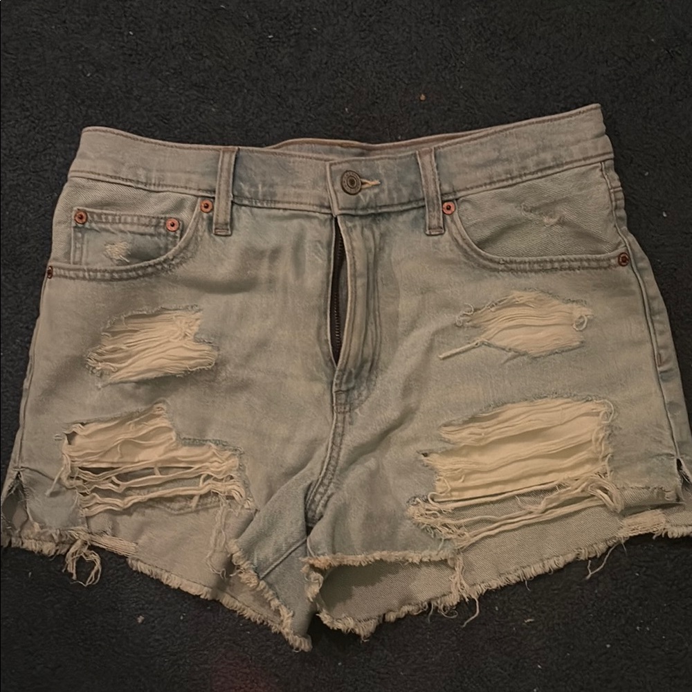 American Eagle Outfitters Blue Distressed Jean Shorts